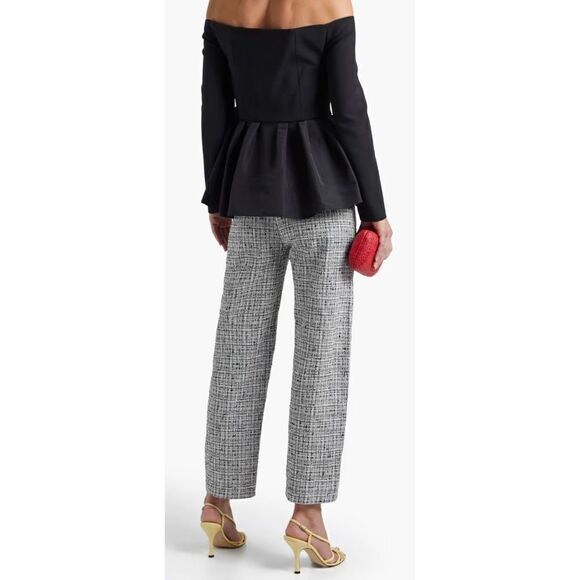 Carolina Herrera Off the Shoulder Ruffled Wool Blend Peplum Top NWT Size 10 - Picture 3 of 9